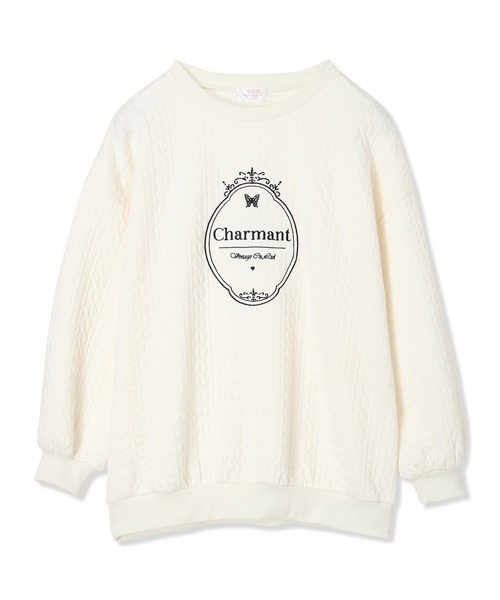 Amourire girl（アムリールガール）の「ふくれジャガード ゆるシルエットプルオーバー（スウェット・キッズ・オフホワイト/ブラック・160cm/150cm/140cm/130cm）」の16枚目の写真