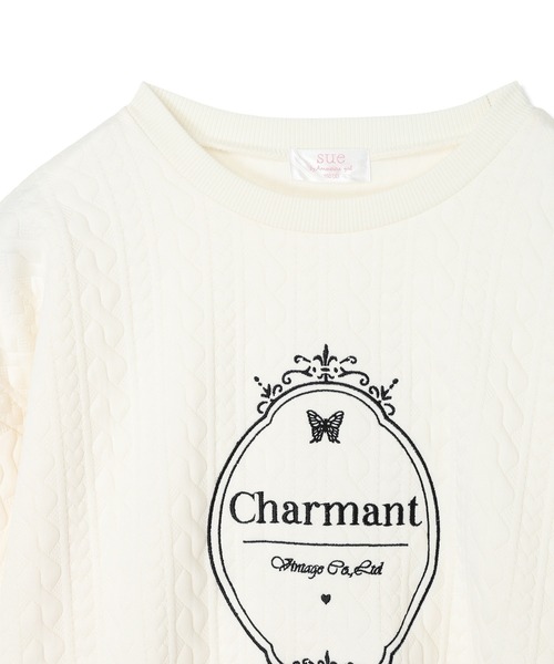 Amourire girl（アムリールガール）の「ふくれジャガード ゆるシルエットプルオーバー（スウェット・キッズ・オフホワイト/ブラック・160cm/150cm/140cm/130cm）」の14枚目の写真