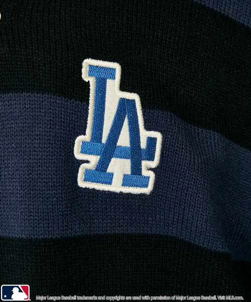 MLB（メジャーリーグベースボール）の「MLB × MARY QUANT × PUBLUX/エムエルビー × マリークワント MLB×MARY QUANT KNIT RUGBY SHIRT/ニットラグビーシャツ(限定展開)（ニット/セーター・メンズ・ブラウン/ベージュ/ネイビー・SMALL/LARGE/MEDIUM）」の11枚目の写真