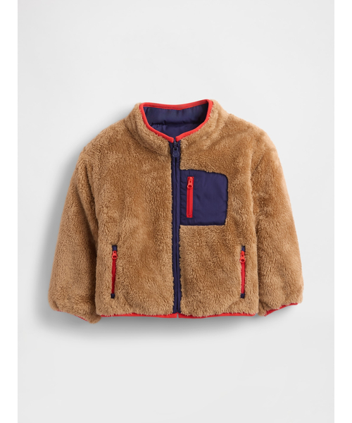 GAP(ギャップ)の「ライトウェイト ボア リバーシブルジャケット (幼児・ベビー)(その他アウター・キッズ・グリーン/ネイビー・80cm/90cm/95cm/100cm/105cm/110cm)」の2枚目の写真