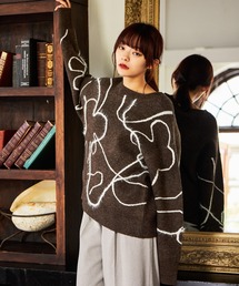 mysty woman | リンキングジャガードフラワーニット 581533(ニット/セーター)