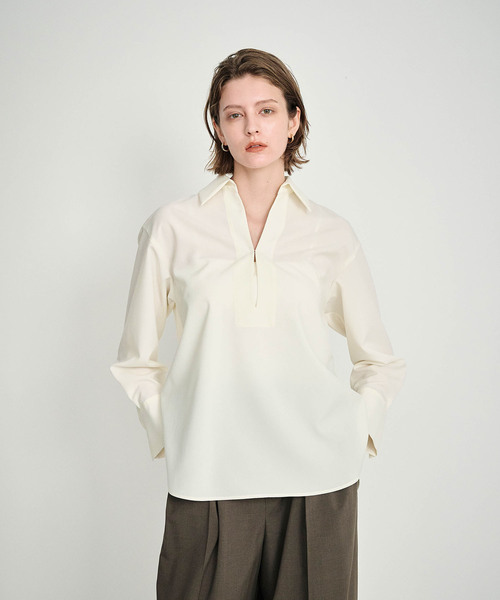 N.O.R.C（ノーク）の「ウォッシャブルスキッパーシャツ【CLEAN MOTION】（シャツ/ブラウス・レディース・オフホワイト/ブラウン/ブラック・フリー）」の10枚目の写真