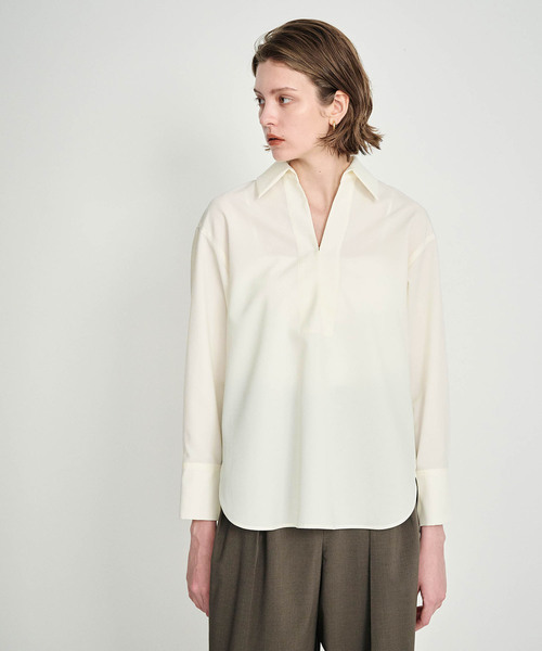 N.O.R.C（ノーク）の「ウォッシャブルスキッパーシャツ【CLEAN MOTION】（シャツ/ブラウス・レディース・オフホワイト/ブラウン/ブラック・フリー）」の11枚目の写真