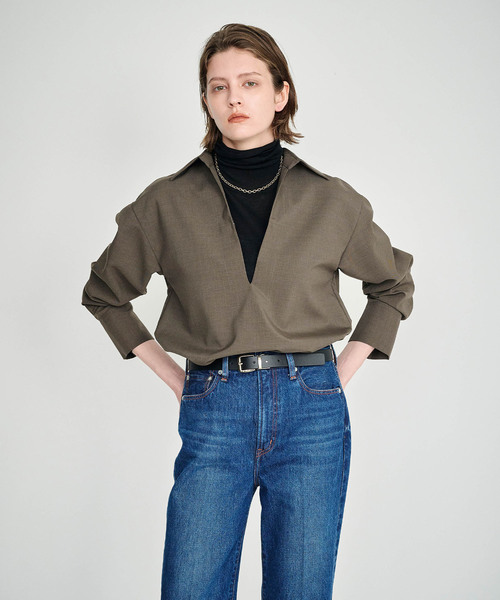 N.O.R.C（ノーク）の「ウォッシャブルスキッパーシャツ【CLEAN MOTION】（シャツ/ブラウス・レディース・オフホワイト/ブラウン/ブラック・フリー）」の16枚目の写真