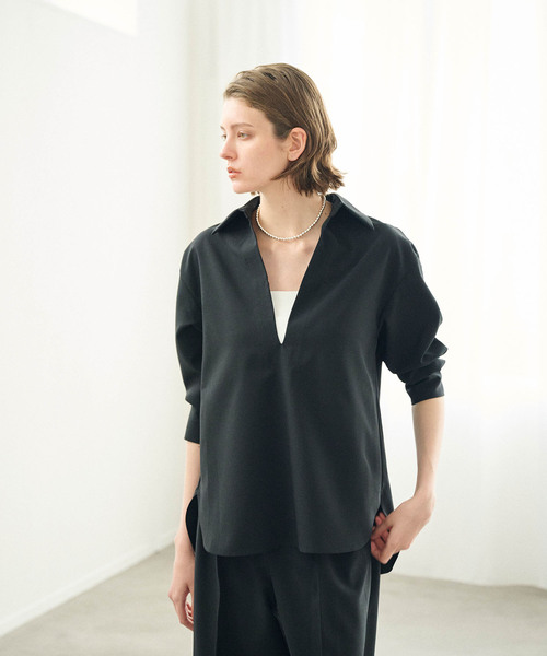 N.O.R.C（ノーク）の「ウォッシャブルスキッパーシャツ【CLEAN MOTION】（シャツ/ブラウス・レディース・オフホワイト/ブラウン/ブラック・フリー）」の17枚目の写真