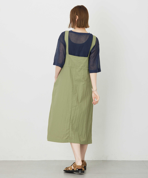 Petit Honfleur（プチオンフルール）の「ドロストジャンパースカート【撥水・通年素材】（ワンピース・レディース・ブラック/カーキ・M/L）」の7枚目の写真