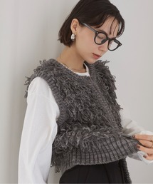 アワホーム　OUR　 洗えるフリンジベスト チャコールグレー 洗えるフリンジベスト – OURHOME