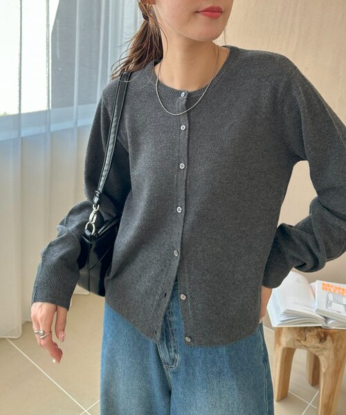 ウールカシミアクルーネックカーディガン（カーディガン/ボレロ