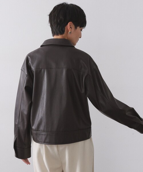 OPAQUE.CLIP(オペークドットクリップ)の「シンセティックレザー調ブルゾン【洗える】(ブルゾン・レディース・ブラウン系その他・38/40/42)」の8枚目の写真