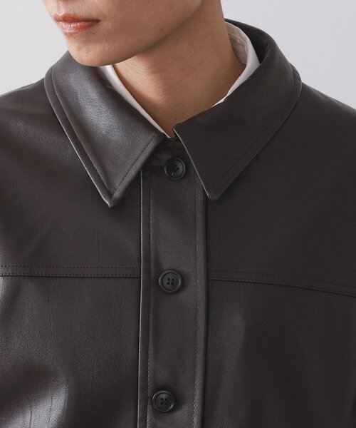 OPAQUE.CLIP(オペークドットクリップ)の「シンセティックレザー調ブルゾン【洗える】(ブルゾン・レディース・ブラウン系その他・38/40/42)」の9枚目の写真