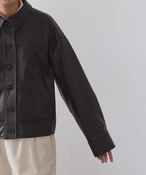 OPAQUE.CLIP(オペークドットクリップ)の「シンセティックレザー調ブルゾン【洗える】(ブルゾン・レディース・ブラウン系その他・38/40/42)」の10枚目の写真