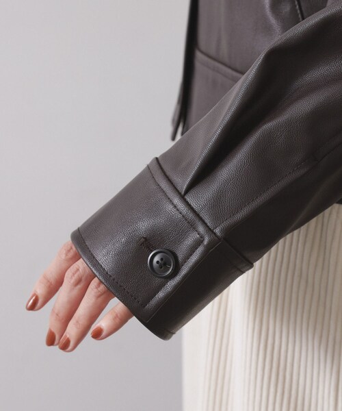 OPAQUE.CLIP(オペークドットクリップ)の「シンセティックレザー調ブルゾン【洗える】(ブルゾン・レディース・ブラウン系その他・38/40/42)」の11枚目の写真