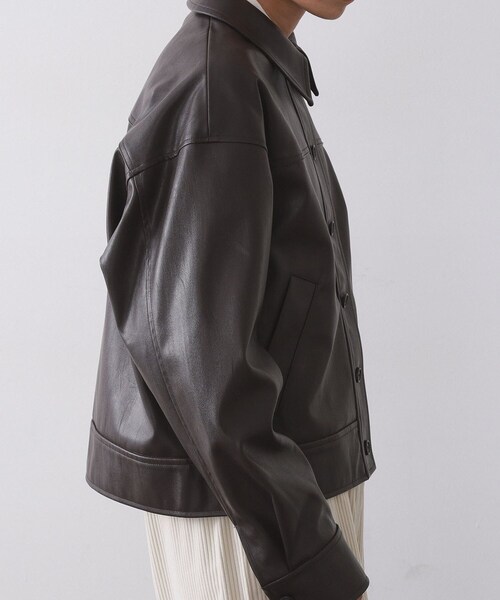 OPAQUE.CLIP(オペークドットクリップ)の「シンセティックレザー調ブルゾン【洗える】(ブルゾン・レディース・ブラウン系その他・38/40/42)」の13枚目の写真