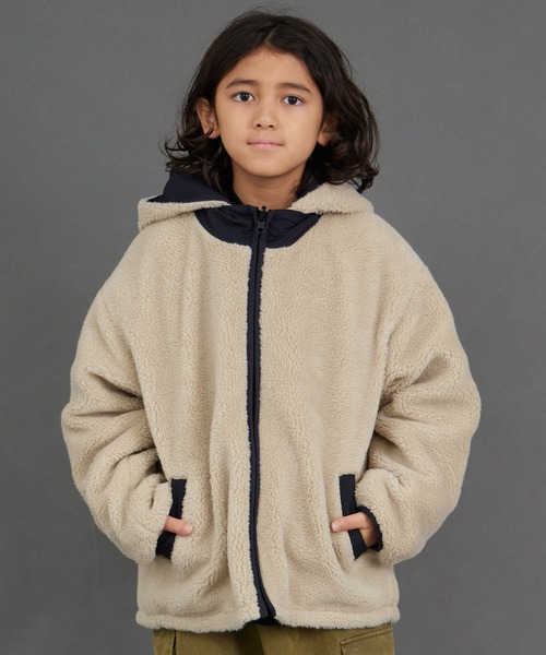 PAIRMANON STREET（ペアマノンストリート）の「【エアサーマル】4WAY フード 中わた リバーシブル ブルゾン【PAIRMANON STREET】（ダウンジャケット/コート・キッズ・ブラウン/ブラック/ブルーグレー・100/110/120/130/140/150/160/90）」の4枚目の写真