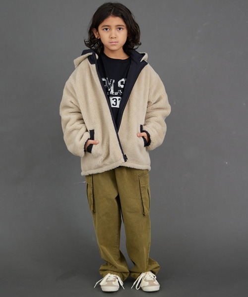 PAIRMANON STREET（ペアマノンストリート）の「【エアサーマル】4WAY フード 中わた リバーシブル ブルゾン【PAIRMANON STREET】（ダウンジャケット/コート・キッズ・ブラウン/ブラック/ブルーグレー・100/110/120/130/140/150/160/90）」の7枚目の写真