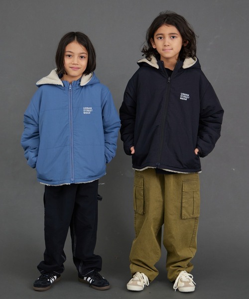 PAIRMANON STREET（ペアマノンストリート）の「【エアサーマル】4WAY フード 中わた リバーシブル ブルゾン【PAIRMANON STREET】（ダウンジャケット/コート・キッズ・ブラウン/ブラック/ブルーグレー・100/110/120/130/140/150/160/90）」の13枚目の写真