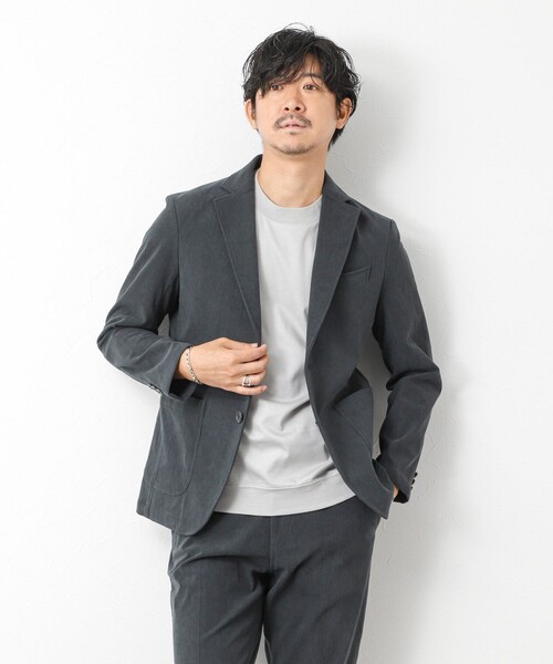 NOLLEY’S(ノーリーズ)の「《ビジカジ/セットアップ対応》トリコットコーデュロイ ストレッチ イージーテーラードジャケット(テーラードジャケット・メンズ・グレイッシュブルー/チャコールグレー/ブラック・M/S/XL/L)」の6枚目の写真