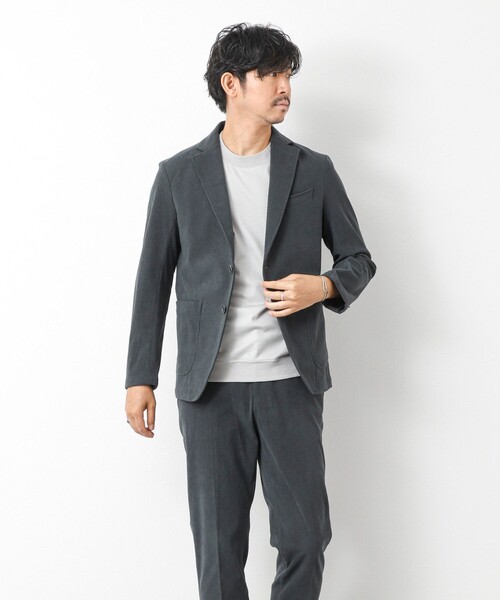 NOLLEY’S(ノーリーズ)の「《ビジカジ/セットアップ対応》トリコットコーデュロイ ストレッチ イージーテーラードジャケット(テーラードジャケット・メンズ・グレイッシュブルー/チャコールグレー/ブラック・M/S/XL/L)」の9枚目の写真