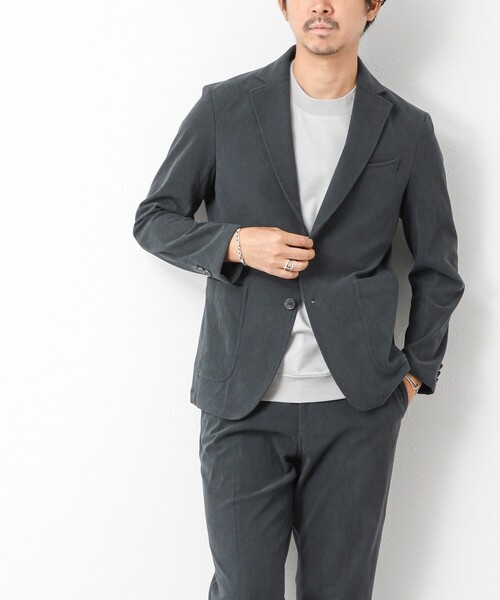 NOLLEY’S(ノーリーズ)の「《ビジカジ/セットアップ対応》トリコットコーデュロイ ストレッチ イージーテーラードジャケット(テーラードジャケット・メンズ・グレイッシュブルー/チャコールグレー/ブラック・M/S/XL/L)」の12枚目の写真