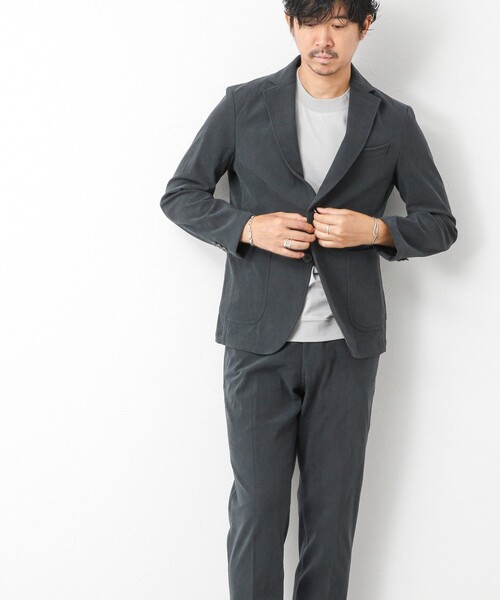 NOLLEY’S(ノーリーズ)の「《ビジカジ/セットアップ対応》トリコットコーデュロイ ストレッチ イージーテーラードジャケット(テーラードジャケット・メンズ・グレイッシュブルー/チャコールグレー/ブラック・M/S/XL/L)」の10枚目の写真