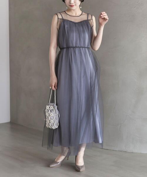URBAN RESEARCH ROSSO WOMEN（アーバンリサーチ　ロッソ）の「ベストセットチュールドレス（ワンピース・レディース・グレー/ブラック・FREE）」の5枚目の写真