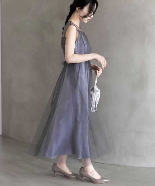 URBAN RESEARCH ROSSO WOMEN（アーバンリサーチ　ロッソ）の「ベストセットチュールドレス（ワンピース・レディース・グレー/ブラック・FREE）」の6枚目の写真