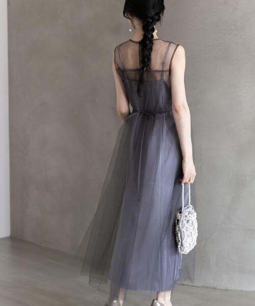 URBAN RESEARCH ROSSO WOMEN（アーバンリサーチ　ロッソ）の「ベストセットチュールドレス（ワンピース・レディース・グレー/ブラック・FREE）」の7枚目の写真