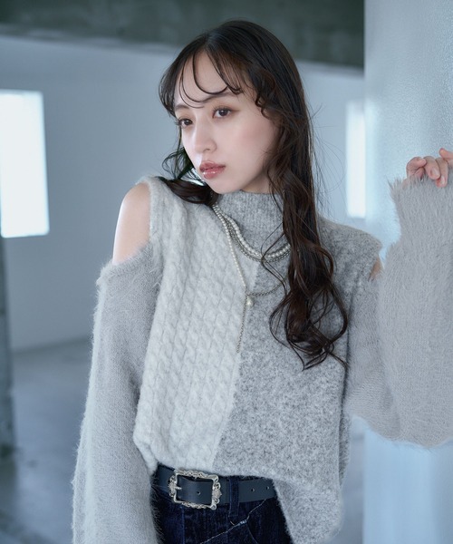 HARE（ハレ）の「イソザイドッキングニット(HARE)（ニット/セーター・レディース・レッド/ブラック/イエロー/ホワイト・FREE）」の8枚目の写真