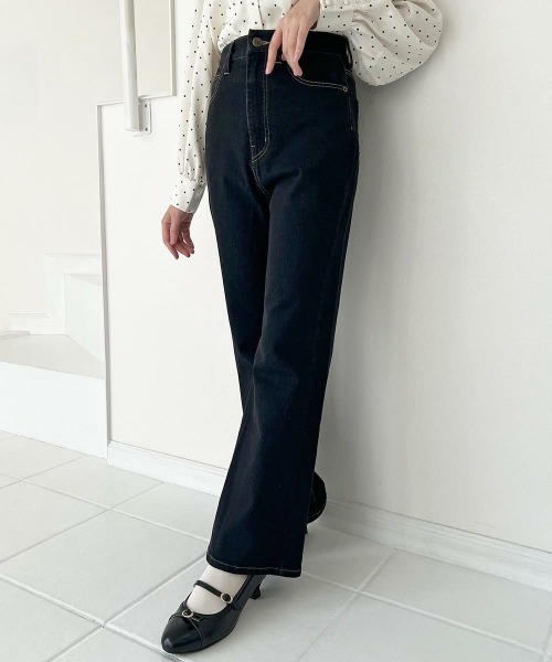 F i.n.t（フィント）の「ハイウエストフレアーデニムパンツ/fint フィント（デニムパンツ・レディース・インディゴブルー/ブラック・2/1）」の10枚目の写真