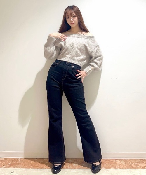 F i.n.t（フィント）の「ハイウエストフレアーデニムパンツ/fint フィント（デニムパンツ・レディース・インディゴブルー/ブラック・2/1）」の15枚目の写真