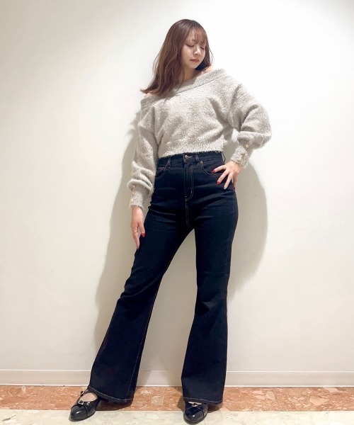 F i.n.t（フィント）の「ハイウエストフレアーデニムパンツ/fint フィント（デニムパンツ・レディース・インディゴブルー/ブラック・2/1）」の13枚目の写真