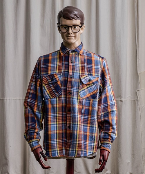 Coffee & Cigarettes(コーヒーアンドシガレッツ)の「10B11 Heavy Flannel One Wash Work Shirt(シャツ/ブラウス・メンズ・オレンジ系/パープル系・XL/M/L)」の1枚目の写真