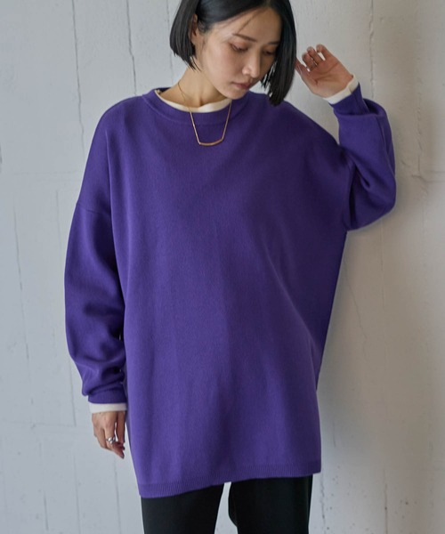 for/c（フォーシー）の「[新色追加]マシュマロミラノゆったりニット【サスティナブル】（ニット/セーター・レディース・アイボリー/ブラック/ネイビー/パープル・M/L/LL）」の4枚目の写真