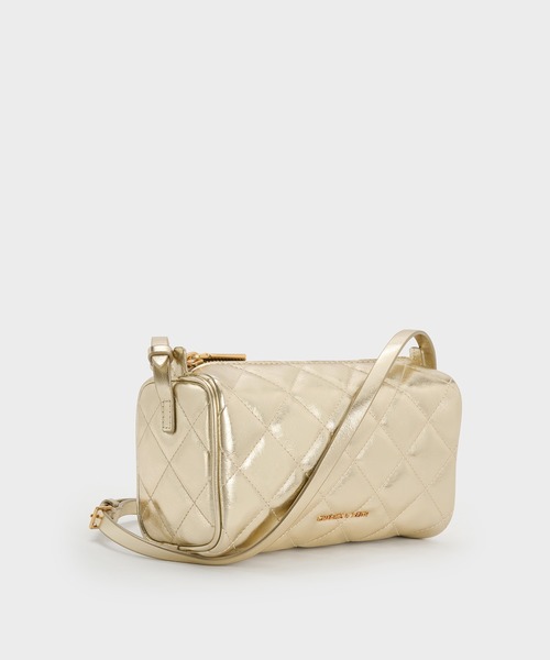 CHARLES & KEITH(チャールズ & キース)の「Janie ジェイニー キルトショルダーバッグ(ショルダーバッグ・レディース・シャンパン/バーガンディー・S)」の4枚目の写真