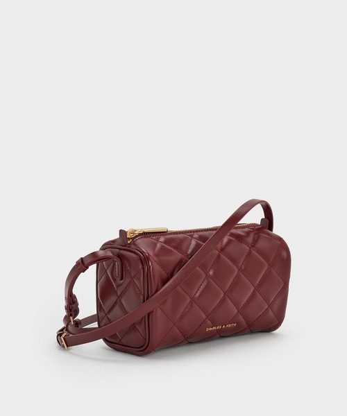 CHARLES & KEITH(チャールズ & キース)の「Janie ジェイニー キルトショルダーバッグ(ショルダーバッグ・レディース・シャンパン/バーガンディー・S)」の10枚目の写真