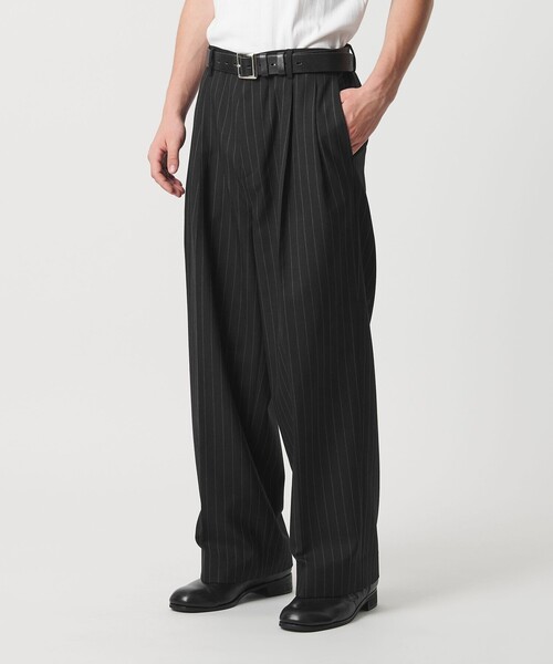 TWツイル 2P ワイド ストレート スラックス（スラックス）｜MONKEY