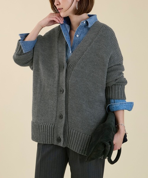 marmors（マルモア）の「【marmors】back numbering knit cardigan（ニット/セーター・レディース・グレイッシュベージュ/オフホワイト/チャコールグレー・36）」の2枚目の写真