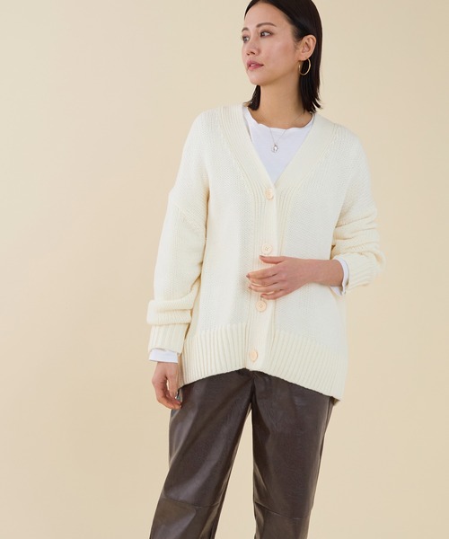 marmors（マルモア）の「【marmors】back numbering knit cardigan（ニット/セーター・レディース・グレイッシュベージュ/オフホワイト/チャコールグレー・36）」の4枚目の写真