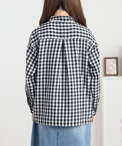 Quelle Chance(ケルシャンス)の「花刺繍ちび衿シャツ(シャツ/ブラウス・レディース・ブラック系その他/チャコールグレー/オフホワイト・L/M)」の12枚目の写真