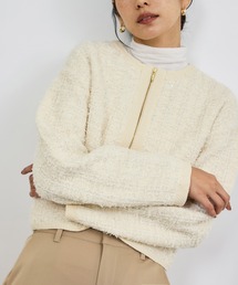 新品【ROPE ロペ】洗練♪ミンク ファー袖 ツイード調 小顔◎ボリューム襟 ロングコート*アイボリー～ライトベージュ系*9号 袖ファー♪  ROPE\u0027｜ロぺのトピックス「ツイードが誘う、上質で大人な秋支度