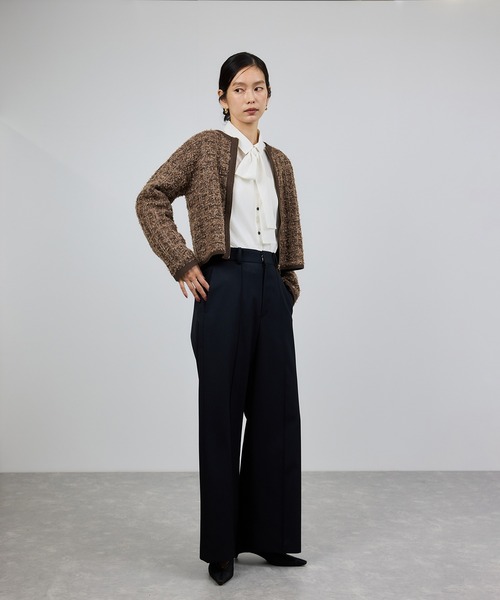 ROPE'（ロペ）の「ツイードZIPノーカラーカーディガン/イージーケア（カーディガン/ボレロ・レディース・キナリ/ブラウン・FREE）」の5枚目の写真