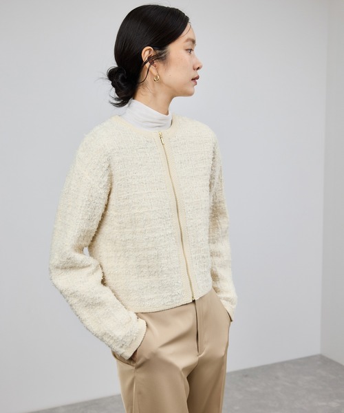 ROPE'（ロペ）の「ツイードZIPノーカラーカーディガン/イージーケア（カーディガン/ボレロ・レディース・キナリ/ブラウン・FREE）」の16枚目の写真