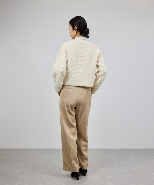 ROPE'（ロペ）の「ツイードZIPノーカラーカーディガン/イージーケア（カーディガン/ボレロ・レディース・キナリ/ブラウン・FREE）」の4枚目の写真