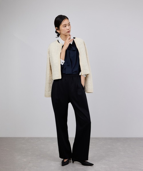 ROPE'（ロペ）の「ツイードZIPノーカラーカーディガン/イージーケア（カーディガン/ボレロ・レディース・キナリ/ブラウン・FREE）」の9枚目の写真