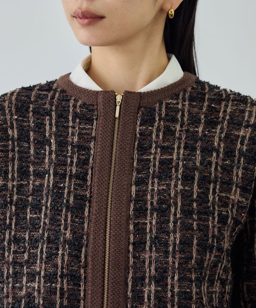 ROPE'（ロペ）の「ツイードZIPノーカラーカーディガン/イージーケア（カーディガン/ボレロ・レディース・キナリ/ブラウン・FREE）」の20枚目の写真