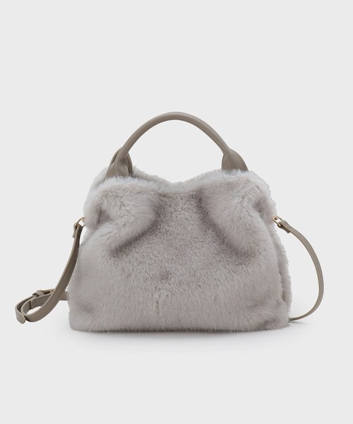 UNTITLED（アンタイトル）の「ミニフェイクファーショルダー（ハンドバッグ・レディース・ベージュ/グレー・99）」の2枚目の写真