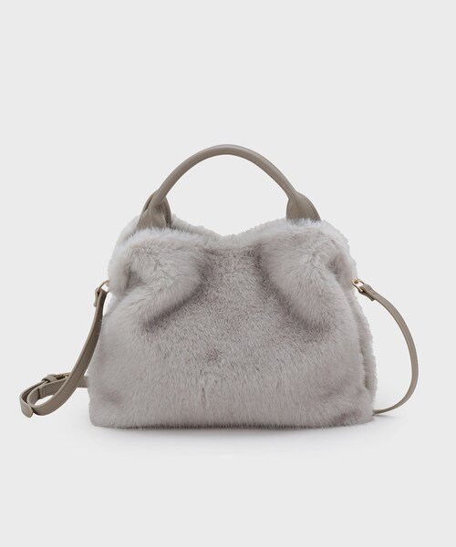 UNTITLED（アンタイトル）の「ミニフェイクファーショルダー（ハンドバッグ・レディース・ベージュ/グレー・99）」の3枚目の写真