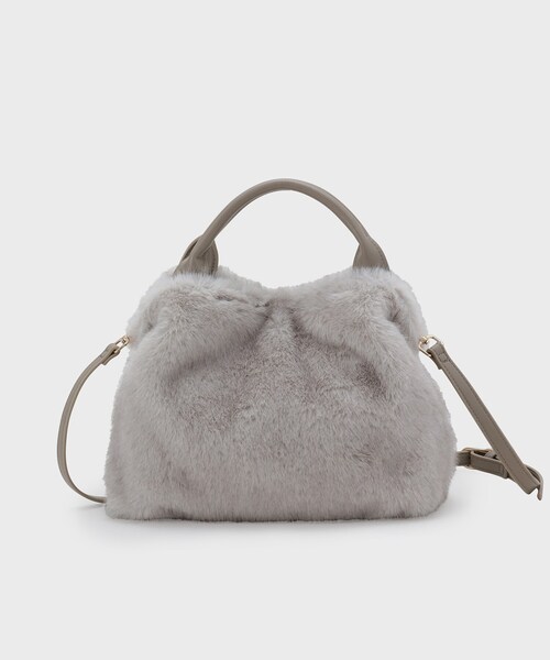 UNTITLED（アンタイトル）の「ミニフェイクファーショルダー（ハンドバッグ・レディース・ベージュ/グレー・99）」の5枚目の写真