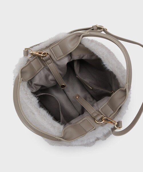 UNTITLED（アンタイトル）の「ミニフェイクファーショルダー（ハンドバッグ・レディース・ベージュ/グレー・99）」の7枚目の写真