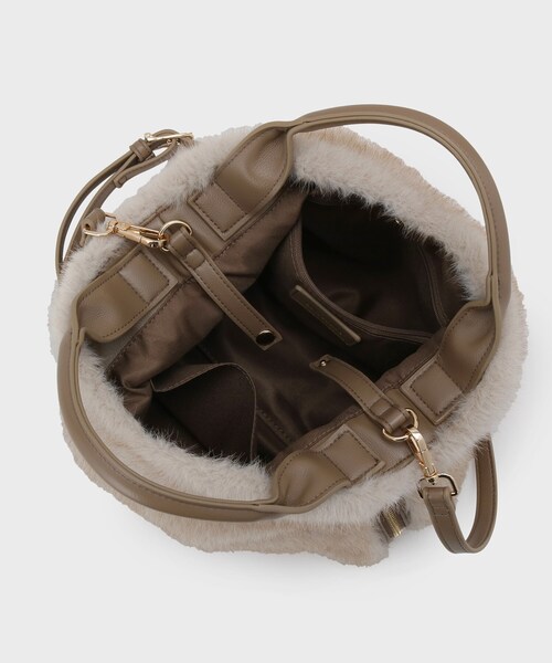 UNTITLED（アンタイトル）の「ミニフェイクファーショルダー（ハンドバッグ・レディース・ベージュ/グレー・99）」の8枚目の写真